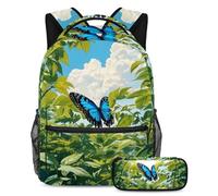 Unleash Creativity, zaino con astuccio per ragazzi e ragazze, set da 2 pezzi, con graziosa farfalla, Multicolore, B:29.4x20x40cm P:19x7.5x3.8cm, Zaini Daypack