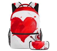 Unleash Creativity, zaino con astuccio per ragazzi e ragazze, set di 2 zaini per bambini, rosa rossa e nera, Multicolore#04, B:29.4x20x40cm P:19x7.5x3.8cm, Zaino daypack