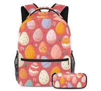 Unleash Creativity, zaino con astuccio per ragazzi e ragazze, set di 2 zaini per bambini, uova di Pasqua rosa, Multicolore, B:29.4x20x40cm P:19x7.5x3.8cm, Zaini Daypack