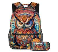 Unleash Creativity, zaino con astuccio per ragazzi ragazze adolescenti, set di 2 zaini per bambini, disegno a colori pinguino, Multicolore#07, B:29.4x20x40cm P:19x7.5x3.8cm, Zaini Daypack