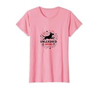 Unleashed & Loving It: Amante dei Cani giocoso Maglietta, Donna, Rosa, L