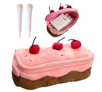 UNMULFC Astuccio in peluche per adulti per le donne Fuzzy Pink Cherry Cake Kawaii grande capacità Y2K custodia estetica scatola titolare carino estuche para lapices organizzatore gatto artiglio