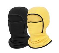 UNNESTAR 2 confezioni di maschera da sci in pile per bambini Balaclava - Full Face Cover Cold Weather Hats for Boys Girls Thermal Cosy Warm Set, Nero + giallo, 3-12 Jahre