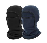 UNNESTAR 2 confezioni di maschera da sci in pile per bambini Balaclava - Full Face Cover Cold Weather Hats for Boys Girls Thermal Cosy Warm Set, Nero + Navy, 3-12 Jahre