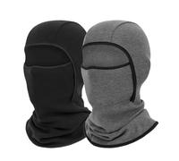 UNNESTAR 2 confezioni di maschera da sci in pile per bambini Balaclava - Full Face Cover Cold Weather Hats for Boys Girls Thermal Cosy Warm Set, nero e grigio., 3-12 Jahre