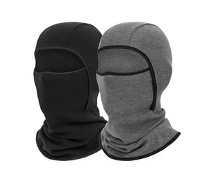UNNESTAR 2 confezioni di maschera da sci in pile per bambini Balaclava - Full Face Cover Cold Weather Hats for Boys Girls Thermal Cosy Warm Set, nero e grigio., 3-12 Jahre