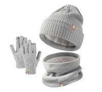 UNNESTAR Set di guanti invernali per bambini - Thermal Knitted Beanie with Soft Fleece Neck Warmer for Children Aged 2-8, grigio., Taglia Unica