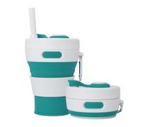 UNNESTAR Tazza da campeggio pieghevole con paglia in silicone pieghevole tazza di caffè bottiglia d'acqua portatile da viaggio auto all'aperto 450ml