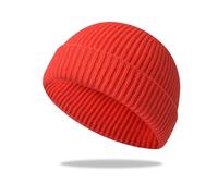UNNESTAR Trawler Beanie Hat - Berretto corto da pescatore in tempo freddo, elasticizzato, stile retrò e hip-hop, Rosso, taglia unica