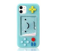 UnnFiko Squishy - Custodia 3D a forma di gioco a forma di cartone animato compatibile con iPhone 12, Creative Liquid Stars Funny Play Case Cover protettiva in gomma morbida (blu, iPhone 12)