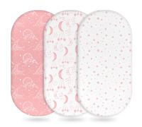 Unnivoll Lenzuola per Cesto Moses 3 Pezzi, Lenzuolo con Angoli per Culla per Neonato, per Bambino e Bambina, Super Morbido e Traspirante, Lenzuolo per Culla Facile da Curare, Bianco Rosa Luna