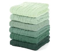 Unnivoll Panni in mussola per bambini, 100% cotone, quadrati, essenziali per neonati, ragazzi, ragazze, grandi, 30 x 30 cm, extra morbidi e assorbenti, confezione da 6, verde sfumato