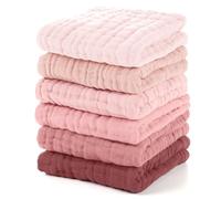Unnivoll Panni in mussola per bambini, 100% cotone, quadrati, essenziali per neonati, ragazzi, ragazze, grandi, 30 x 30 cm, extra morbidi e assorbenti, confezione da 6, colore rosa sfumato