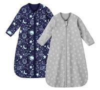 Unnivoll Sacco Nanna Estivo 6-12 Mesi con Maniche, 0.5 Tog, Set Di 2, 100% Cotone Sacco Nanna Neonato Bambini Primavera