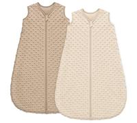 Unnivoll Sacco Nanna Invernale 12-18 Mesi con Pois in Peluche, 1,5 Tog Sacco Nanna Neonato per Bambini Ragazze e Ragazzi, Confezione da 2 Pezzi Caffè