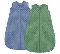 Unnivoll Sacco Nanna Invernale 12-18 Mesi con Pois in Peluche, 1,5 Tog Sacco Nanna Neonato per Bambini Ragazze e Ragazzi, Confezione da 2 Pezzi Blu e Verde