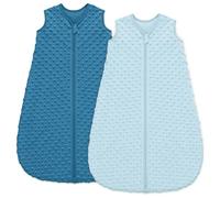 Unnivoll Sacco Nanna Invernale 12-18 Mesi con Pois in Peluche, 1,5 Tog Sacco Nanna Neonato per Bambini Ragazze e Ragazzi, Confezione da 2 Pezzi Blu cielo