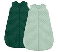 Unnivoll Sacco Nanna Invernale 6-12 Mesi con Pois in Peluche, 1,5 Tog Sacco Nanna Neonato per Bambini Ragazze e Ragazzi, Confezione da 2 Pezzi Verde foresta