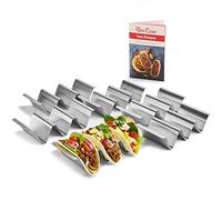 Uno Casa - Set di 6 supporti in metallo per tacos, supporto resistente per griglia a forma di U, perfetto per servire, cuocere e grigliare, include libro di ricette per deliziose creazioni messicane