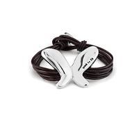 Uno de 50 Bracciale a 5 strisce in cuoio con farfalla centrale placcata argento Sterling e chiusura a bottone