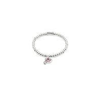 UNO de 50 | Bracciale a sfera | Lega di metalli | Placcato in argento sterling | Cuore con cristallo rosa | Gioiello artigianale | Made in Italy, Mediano, Argento sterling, Nessuna pietra preziosa