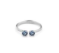 Uno de 50 Bracciale argento sterling placcato, rigido, dal design aperto, con molla interna e due cristalli blu sfaccettati alle estremità.