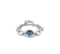 UNO DE 50 Bracciale BAÑADA EN argento DE LEY CON FORNITURA DE BOLAS, CHARMS DE CRISTAL FACETADO AZUL Y CANDADO- Min. Perímetro