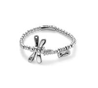 Uno de 50 Bracciale elastico con libellula placcato argento e il messaggio suerte, Taille L, Aleación de metales bañada en Argent de ley