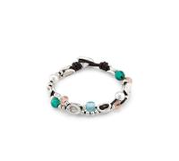 Uno de 50 Bracciale in cuoio con maglie placcate argento Sterling e cristalli artigianali