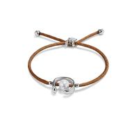 UNO de 50 | Bracciale in filo marrone con perla Shell | Argento sterling | Design artigianale | Creativo