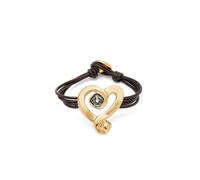 Uno de 50 | Bracciale in pelle | Cuore | Lega di metalli | Placcato in oro 18k | Cristallo nero | Gioiello artigianale | Made in Italy, Mediano, Oro, Nessuna pietra preziosa