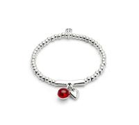 Uno de 50 Bracciale perline placcate in argento sterling e vetro di Murano rosso e cuore