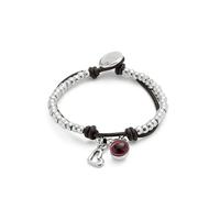 Uno de 50 Bracciale placcato argento sterling con pelle e vetro di Murano viola