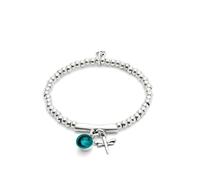 Uno de 50 Bracciale Placcato In Argento Sterling E Vetro Di Murano Verde E Libellula