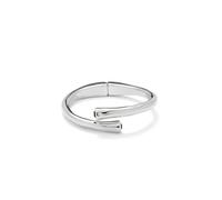 UNO DE 50 Bracciale RIGIDA DE ALEACIÓN DE METALES BAÑADA EN argento DE LEY Y CRISTAL NEGRO EN EXTREMOS- Min. Perímetro: 15
