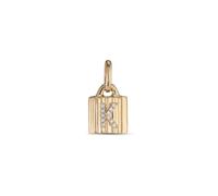 Uno de 50 Charm lucchetto placcato oro 18k con lettera K di topazi