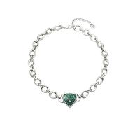 Uno de 50 Ciondolo con maglie, con grande vetro sfaccettato verde, Placcato in argento Sterling, Gioielli fatti a mano