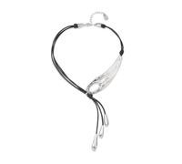 Uno de 50 Collana a frusta corta regolabile con ala di libellula placcata in argento e 3 frange con gocce