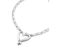 Uno de 50 Collana, lega metallica, placcata in argento sterling, maglie a forma di chiodo, cuore medio, Gioielli artigianali