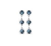 UNO DE 50 orecchini lunghi placcati in argento Sterling con 3 cristalli blu sfaccettati