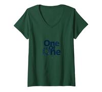 Uno di Uno: Dichiarazione di identità Unica per Gli individui Maglietta con Collo a V, Donna, Verde Foresta, XL