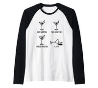 Uno Due Tre Martini Piano Divertente Cocktail Happy Hour Maglia con Maniche Raglan