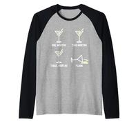 Uno Due Tre Martini Piano Divertente Cocktail Happy Hour Maglia con Maniche Raglan