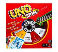 Mattel games - uno spin, versione dell'iconico gioco con spinner e nuove regole, carte speciali per girare la ruota con diversi comandi