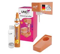 Uno, gorgogliatore - modulare e senza corrente | compatibile con tutti i cilindri CO₂ con filettatura standard | Set con bottiglia d'acqua 1L & cilindro CO₂ (Classic/Aroma) e asciugacapelli per