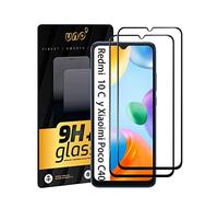 UNO' Pellicola proteggi schermo in vetro temperato 2 pezzi compatibile con Xiaomi Redmi 10C e Xiaoimi Poco C40, vetro temperato ultra resistente, senza bolle, 9H, antigraffio. (nero, 2)