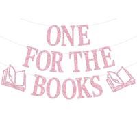 Uno per i libri, striscione per il primo compleanno, capitolo uno, tema lettura libro di fiabe, 1 ° compleanno baby shower decorazioni per feste forniture rosa glitter