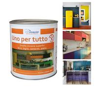 Uno per Tutto - Smalto vernice per interni ed esterni con antiruggine 1 Kg - mano unica - per legno ferro cemento pietra - bianco grigio rosso nero blu - satinato (Bianco)
