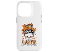 Uno psicologo scolastico grato Messy Bun autunno Ringraziamento Custodia per iPhone 14 Pro
