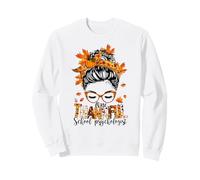 Uno Psicologo Scolastico Grato Messy Bun Autunno Ringraziamento Felpa